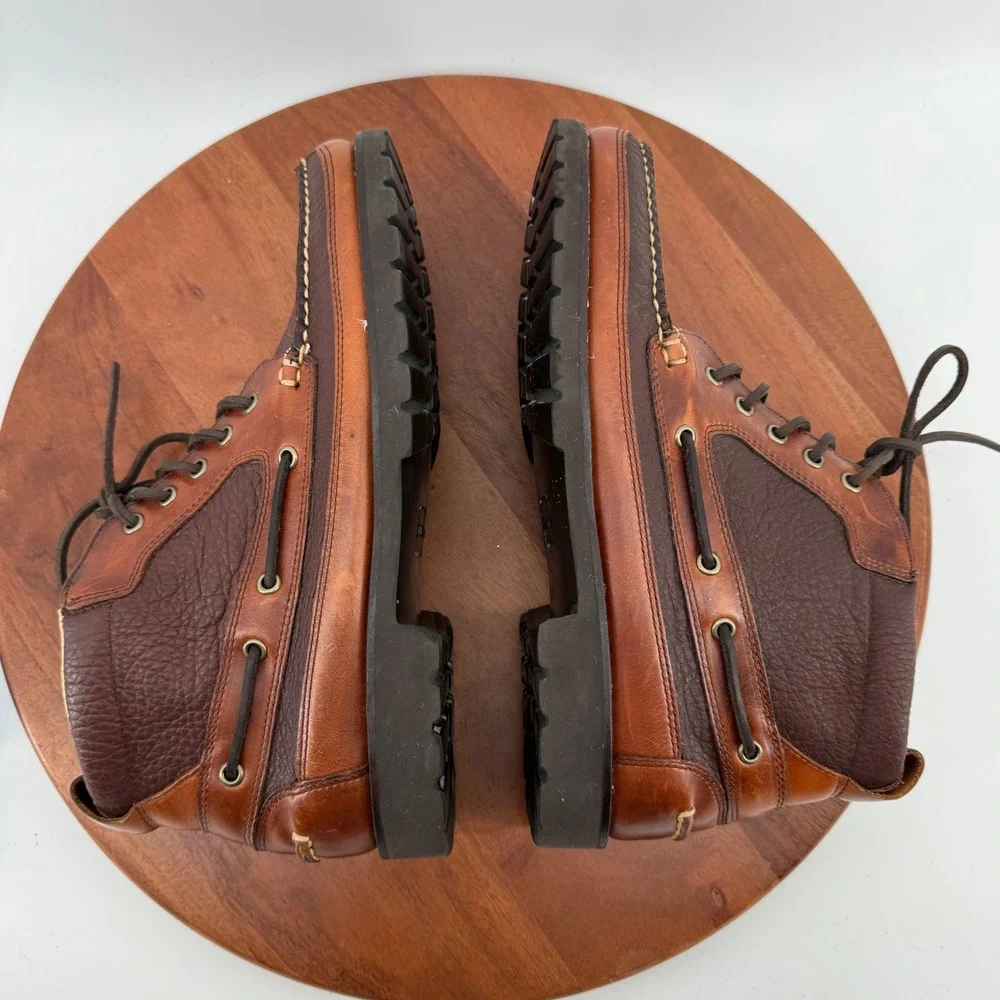 LL Bean Eastport Ranger Boots Mens 11 D Brown Leather Moc‎ Toe Lug Sole 244479